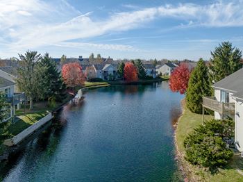 Three lakes with fountains